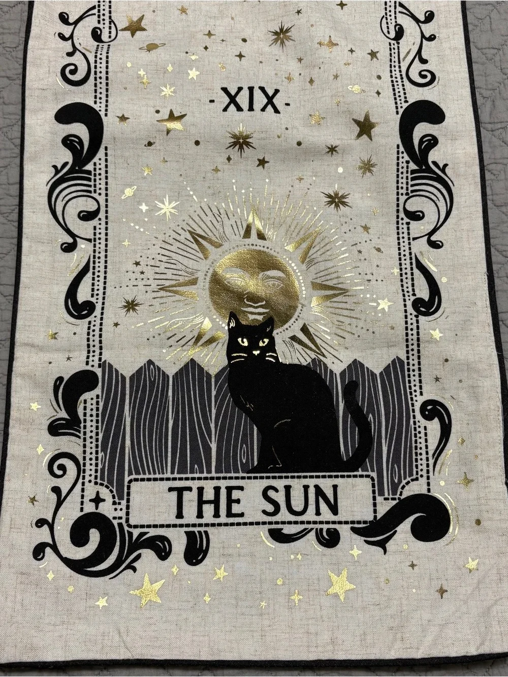 Rachel Zoe Black & Gold Celestial Tarot Table Runner